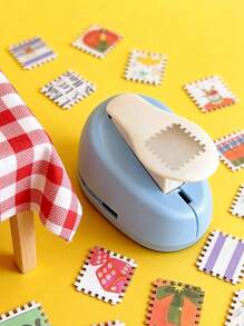 Joivida 1件装印章压花工具，印章计划本打孔器，创意手工压花工具，剪贴簿材料收集工具 - 藍色 - 查看 1