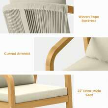 FansaFurn 2-Piece Patio Dinnig Chairs, Outdoor Acacia Wood Chairs For Porch, Backyard, Garden, Lawn, Beige - ColorA - 查看 5