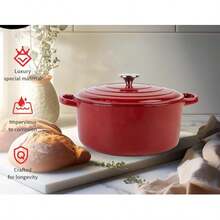 Enameled Cast Iron Dutch Oven With Lid Recipe, Heavy Duty Casserole Pot, Dual Handles, Suitable For Stewing, Braising, Roasting And Baking - View 7