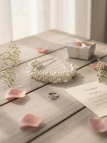 1PC French Style Faux Pearl Beaded Headband For Women, Elegant Oversized Cluster Pearl Hair Hoop, Bridal Wedding Party Hair Accessories, Chic Glossy Headpiece - 銀色 - 查看 7