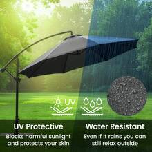 Garden Parasol Cover, Heavy-Duty 600D Oxford Fabric With PVC Coating, Fits 2.5m Umbrellas, Full-Length Zip & Adjustable Drawstring For All-Weather Protection - Grey - View 2