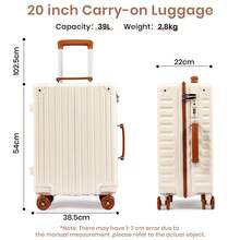 20 Inch Carry On Suitcase PC Hard Shell Travel Luggage With Wheels & TSA Lock Pink - Beige - View 4