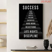 1 Peça Impressão em Tela de Pintura a Óleo Motivacional "Escada para o Sucesso" 2D Plana, Arte de Parede Moderna, Adequada para Casa, Escritório, Quarto, Sala de Estar, Café, Decoração de Parede, Decoração Doméstica, Presente Perfeito para Amigos - Escada para o Sucesso - Visão 9