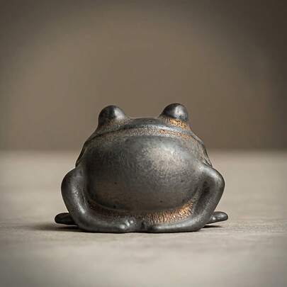 1pc Handmade Ceramic Frog Figurine Decor, Suitable For Home Garden Planter, Exquisite Tea Art Gift For Tea Lovers