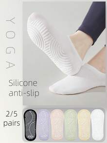 2/5 Paar Damen Yoga Pilates Antirutsch-Socken für Fitness, Training - Verschiedenfarbig - Übersicht 2