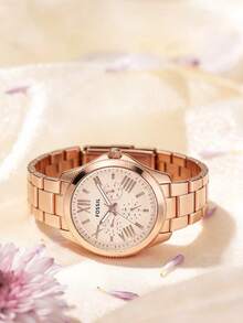 Fossil Women's Luxury Rose Gold Stainless Steel Watch, Multifunctional Date Display Dial, Fashionable Large Dial Wristwatch AM4511 - Pink - View 4