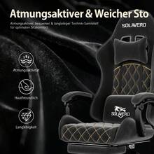 HLONONE Gaming Chair With Massage Lumbar Cushion, Breathable Felt Fabric, 90-135° Adjustable Backrest, Connected Armrests, Footrest, Ergonomic Office Chair For Adults - 黑色 - 查看 2