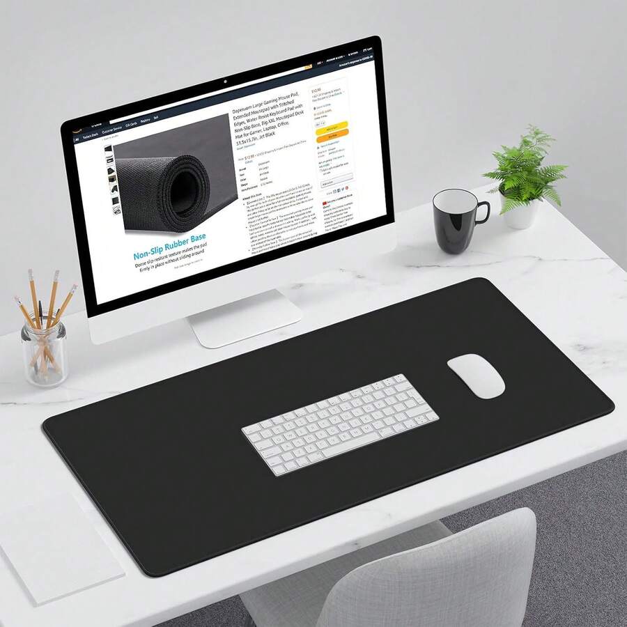 Alfombrilla de ratón de gran tamaño de unicolor simple, alfombrilla de escritorio de oficina, superficie de tela suave antideslizante, protector de escritorio XXL, disponible en varios colores, suministros de oficina, decoración de oficina - Minimalismo - Ver 1