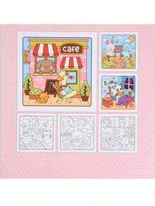 1本成人儿童舒适涂色书，学习用品，玩具，返校必备，大胆简约设计，放松身心，圣诞节，万圣节，生日礼物，儿童节，学生用品 - 彩色 - 查看 6