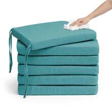 Pack de Cojín para silla 45x45x5 cm|Repelente al agua y fácil de limpiar|Con cintas de sujeción|Funda con cremallera desmontable|Uso interior y exterior|Ideal para comedor, terraza, jardín u oficina - Azul verdoso - Ver 8