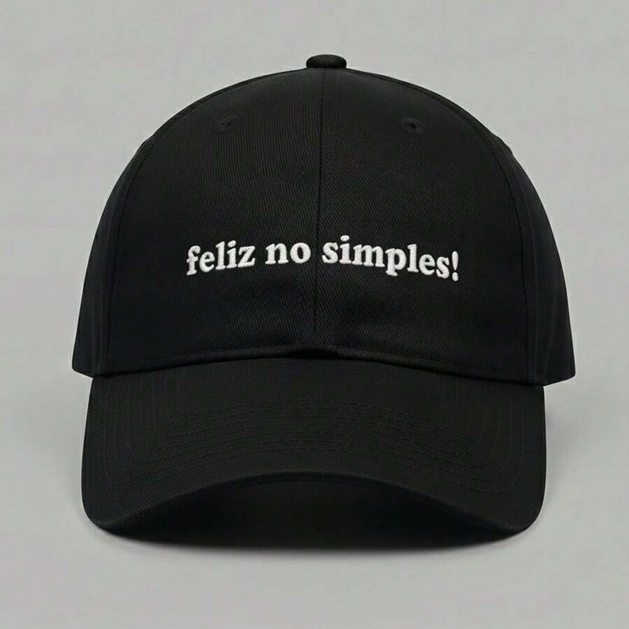 Happy Cap, Simple Embroidered Dad Hat Style, Premium Unisex Cap, Meme Review, Hashtag Music, Streetwear, Casual - 黑色 - 查看 1