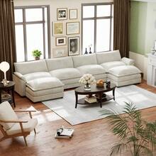 U-Shape Seat Sectional Sofa With Chaise Lounge Convertible Sofa Set For Living Room - trắng - Xem 1