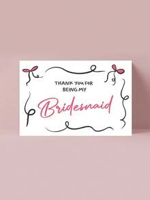 1 pieza Tarjeta de agradecimiento para dama de honor, "Gracias por ser mi dama de honor" Tarjeta de felicitación, Tarjeta de apreciación elegante para boda - multicolor - Ver 6