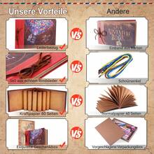 OUR Adventure Book Scrapbook Album 11.9 X 7.6 Inches 80 Pages, 3D Retro Relief Letter Leather Cover Movie, Couple Memory Book, Boyfriend Gift, Couple Gift Creativity, Anniversary Celebration - Brown - View 8