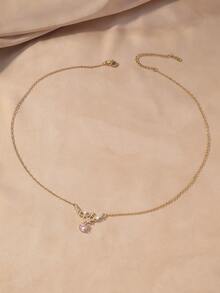 Hihho 1pc Silver Rhinestone Butterfly Flower & Four-Leaf Clover Necklace, Luxurious Delicate Choker, Suitable For Daily Wear And Parties, Elevates Outfit Quality - Flower Butterfly - View 4