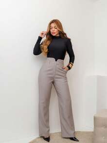 YING ZI Tailored Dress Pants Marrant Fermer Mode - Light Grey - View 1