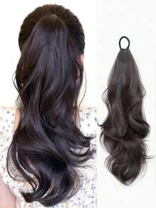 18-Inch High Ponytail Wig With Elastic Band, Real Hair Quality, Curly Ponytail Wig, Natural Fluffy, Easy To Style, Suitable For Daily Wear - Multicolor - View 11