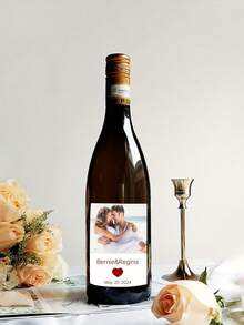 Customized Photo Bottle Stickers, Personalized Photo Water Bottle Packaging And Picture Label Stickers, Customized Wine Labels, Wedding Wine Labels, Wedding Decorations, Photo Name Date Stickers, Suitable For Family, Couples, Birthday, Valentine's Day, Back To School, Mother's Day, Father's Day, Graduation Ceremony - Multicolor - View 6