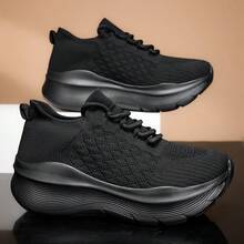 Nuevas Zapatillas Casuales de Cuatro Estaciones con Cordones - Suela de Goma Gruesa, Resistente al Desgaste - Cómodas, Versátiles, Aumentan la Altura - Estilosas y a la Moda - Negro - Ver 7