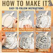 Honeydak 6 Sets DIY Glass Mosaic Tiles With 6 Wooden Coasters Making Mosaic Crafts Material Package Mixed Stained Glass For Handmade Colorful Home Decor Gift Indoor(Pumpkin,Warm Color) - ColorE - 查看 3