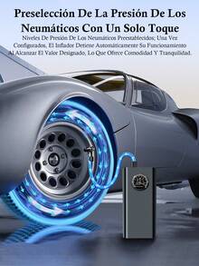 Compresor de aire portátil inalámbrico de 150 PSI - Inflador de neumáticos, batería de ión de litio de 7.4V 3000mAh, adecuado para automóvil/motocicleta/bicicleta/baloncesto, accesorio/regalo esencial para automóvil - Negro - Ver 6
