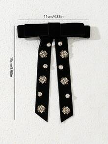 1 pieza Elegante diseño de lazo grande, adornado con brillantes diamante de imitación, cinta de tela hecha a mano, broche de mujer, accesorio de joyería, adecuado para uso diario, regalo para ocasiones - clásico - Ver 6
