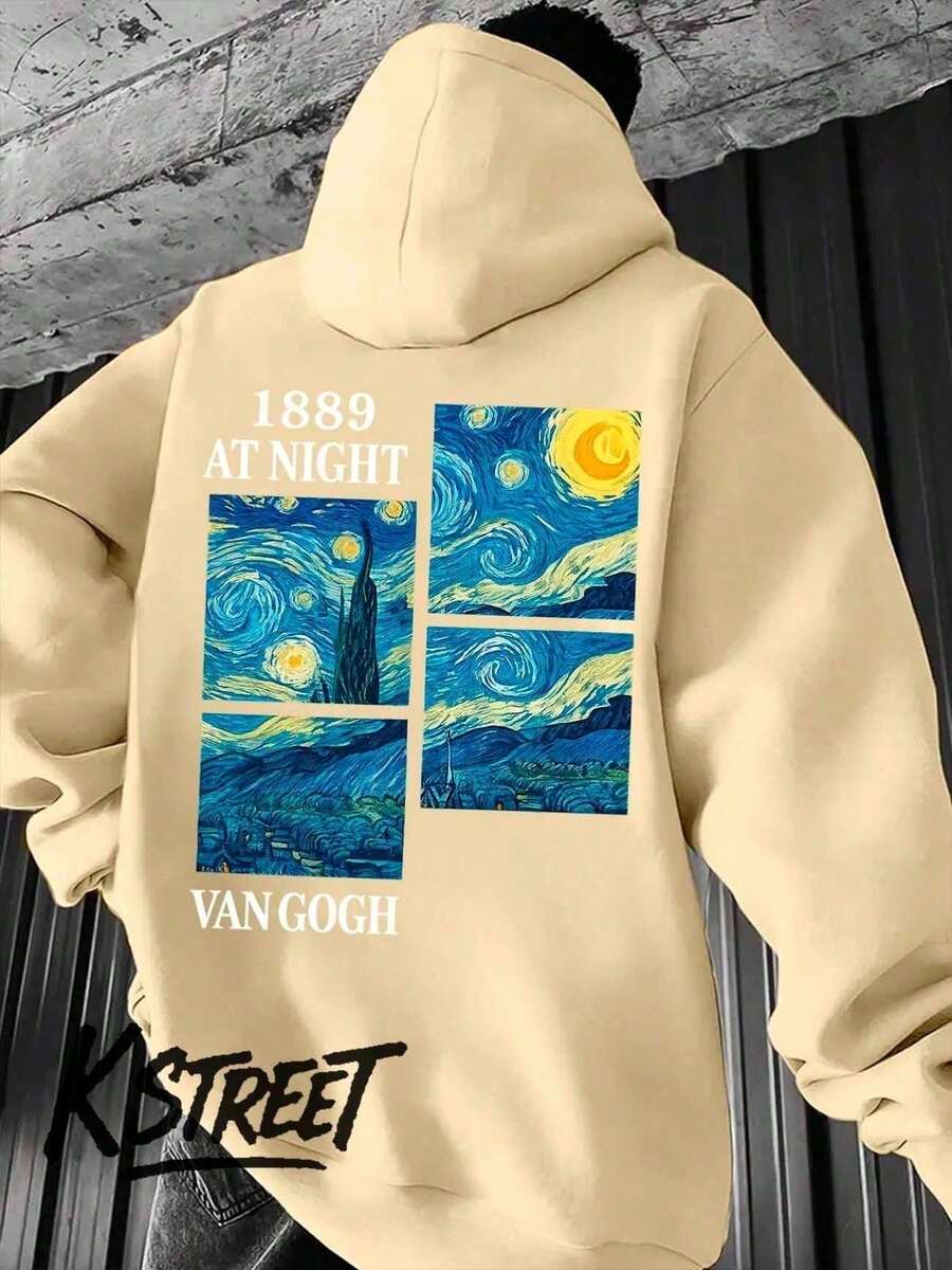 Van Gogh Streetwear Premium Urban Slim Fit Cotton Street Style Plus Size Kangaroo Hoodie! - Màu be - Xem 1