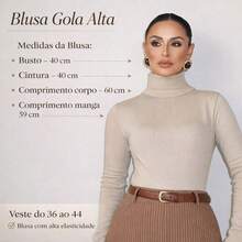 Women's High Neck Sweater In Elastane Turtleneck Knit - Màu Mù tạt vàng - Xem 2