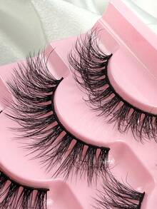 7 Pairs Fluffy Long False Eyelashes Black Band Faux Mink Lashes Cat Eye Lashes Manga Lashes Thick Soft Winged End Eye Elongated Eyelashes False Eyelashes, Strip Eyelashes - Black - View 6