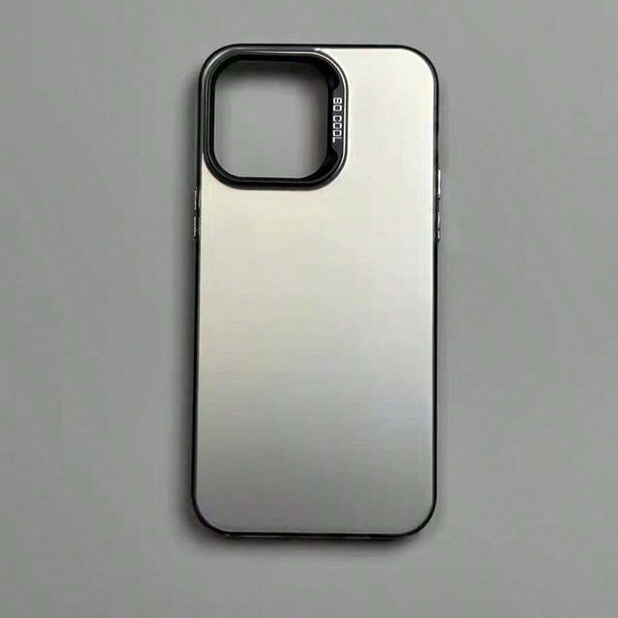 Minimalist IMD Case With Colorful Silver Finish, Compatible With Various Phone Models - 黑色 - 查看 1
