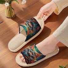 1双男女通用新款加厚绒拖鞋，印花家居拖鞋，四季皆宜，室内外两用，保暖绒内里冬季鞋，节日礼物拖鞋，生日礼物拖鞋，卧室拖鞋 - 女款拖鞋 - 查看 6