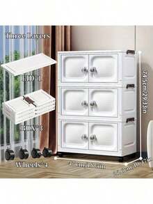 Foldable Storage Bins With Lids And Wheels - Stackable Plastic Storage Containers, Closet Organizer With Magnetic Double Doors, Collapsible Storage Boxes For Home, Office, Dorm. Perfect For Clothes, Toys, Snacks & Books, Dustproof Bathroom Storage, Back To School Travel Essentials. - View 12