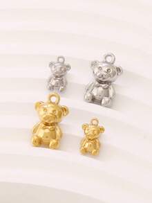 3 pièces Pendentifs d'ours mignons en acier inoxydable, plaqués or 18 carats, résistants à l'eau, accessoires pour la création de bijoux DIY - pendentif - Voir 5