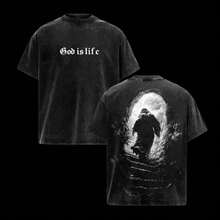 Valentine Shirts God Is Life Vintage Washed Christian T-Shirt Faith Streetwear - 黑色 - 查看 2