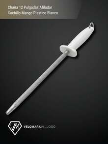 Chaira 12 Pulgadas Afilador Cuchillo Mango Plastico Blanco Utensilio De Cocina Accesorio - A - Ver 3