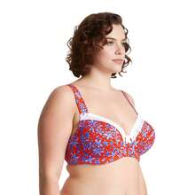 Women's Plus Size Underwired Unlined Balconette Cotton Bra - 海軍藍,淺綠色,橘色印花(3 件裝) - 查看 2