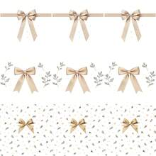 9PCS DIY Ironing Applique Patch,  Golden Bows And Leaves Pattern On White Background , Easy Heat Transfer For Clothing, T-Shirts, Jeans, Backpacks, Hats & Pillows, Durable Washable Stickers Perfect For Casual Style, Ideal Gift For Women And Men. - Random Style - View 1