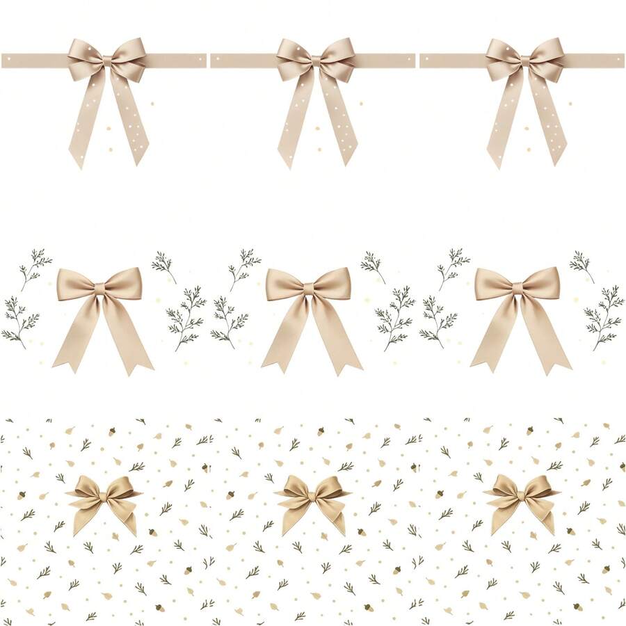 9PCS DIY Ironing Applique Patch,  Golden Bows And Leaves Pattern On White Background , Easy Heat Transfer For Clothing, T-Shirts, Jeans, Backpacks, Hats & Pillows, Durable Washable Stickers Perfect For Casual Style, Ideal Gift For Women And Men. - Random Style - View 1