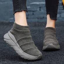 Zapatos de calcetines tipo cuchilla tejidos para hombres, cómodos y transpirables, zapatillas antideslizantes con absorción de impactos para actividades al aire libre de hombres - Verde militar - Ver 5