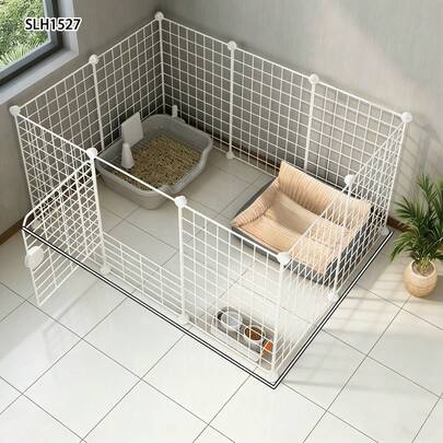 Assembled Pet Fence With Gate Lock, Indoor Small Dog/Cat Barrier, Home Use