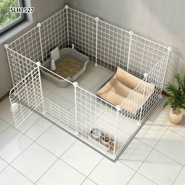 Assembled Pet Fence With Gate Lock, Indoor Small Dog/Cat Barrier, Home Use