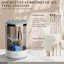 3-In-1 Electric Makeup Brush Cleaner (Cleansing + Drying + Storage), Includes Silicone Pad, New USB Automatic Rotation, Suitable For All Sizes Of Makeup Brushes, Thoroughly Cleans, Personal Care, Personal Cleaning Tool, Makeup Brush Cleaning And Drying Tool, Makes A Great Christmas And New Year's Gift, 1 PC USB Powered Automatic Makeup Brush Cleaner, 7000RPM Quiet Rotating Cleansing Device, One-Touch Control Compact Portable Beauty Tool For Home And Travel Makeup Brush Maintenance - White - View 3