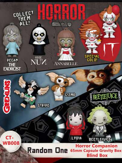 Warner Bros 1pc WB Licensed 65mm Horror Gravity Capsule Blind Box Set - Joker/Pennywise/IT Monster, Halloween, Christmas, New Year Gift, Fan Collectibles
