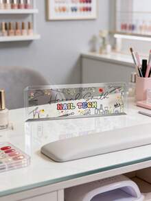 1pc Customized Nail Technician Desk Name Plate, Nail Artist Gift, Nail Salon Decor Name Tag, Nail Technician Present, Nail Polish Desk Plate Office Desk Desk Office Supplies Office Decor - Multicolor - View 6