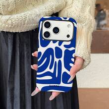 Blue And White Asymmetrical Wave Fashion 1 Piece Asymmetrical Wave Design Phone 17 Pro Max Case, Suitable For Phone 16 Pro Max, 15 Pro Max, 14 Pro Max, Korean Stylish And Interesting Phone Case, Compatible With 11/12/13/14/15/16 Pro Max Plus, Elegant Design Suitable For Both Men And Women, Ideal Gift For Easter, Spring, Wedding Season And Birthday For Girlfriend - Blue - View 3