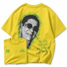 Basic Casual Comfortable Printed T-Shirt - Special Model:  Bom Partideiro - Special Store Promotion - Yellow - View 1
