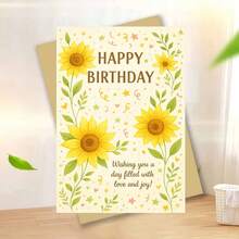 1pc Sunflower Birthday Card – 'Happy Birthday, Wishing You A Day Filled With Love And Joy' – Cheerful Sunflower Illustration – Includes Envelope – Perfect Heartfelt Gift For Celebrating Birthdays With Warmth & Positivity - Single Piece - View 10