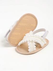 Infant White Shoes Infant Infant Girls Summer Sandals With Soft Sole Wedding Dress Flats Newborn First Walkers Crib Dress Shoes - White - View 7