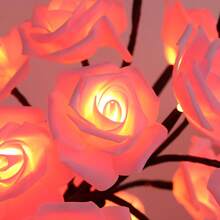 Cute  Pink LED Rose Tree Night Light, Color Changing Aesthetic Flower Lamp, USB Bedroom Desk Decor, Dreamy Room Decor Gift For Girls & Teens - 粉色 - 查看 4