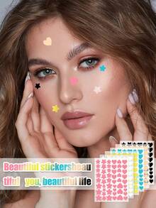 612片装面部祛痘贴，祛痘贴/玻尿酸贴/敏感肌贴，夜间防水透气凝胶贴，专为遮盖面部斑点和瑕疵而设计。这些贴片非常适合遮盖面部和皮肤上的斑点和瑕疵。防水透气。 - 心 - 查看 2